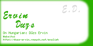 ervin duzs business card